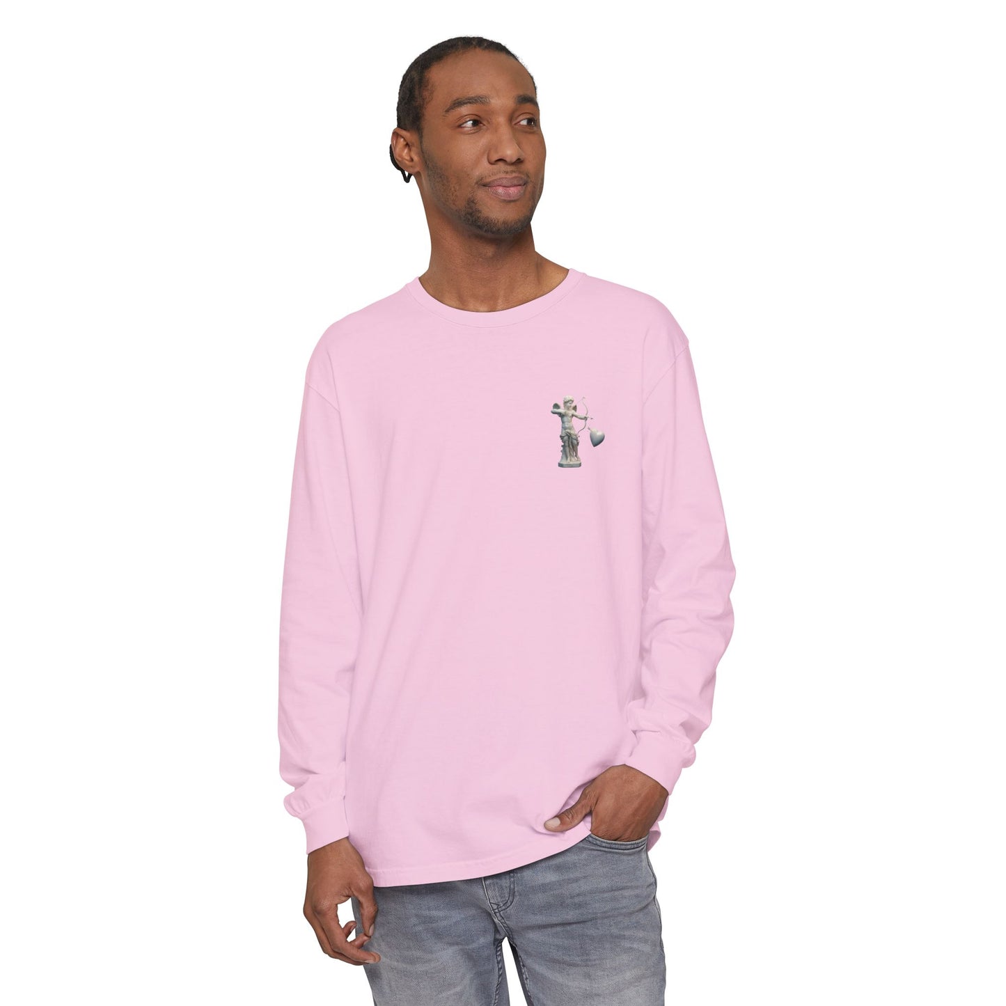 Cupid Cherub Long Sleeve Tee — Vintage Cupid Heart Graphic