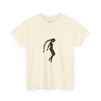 Silhouette Braid Tee — Minimalist Woman Profile T-Shirt
