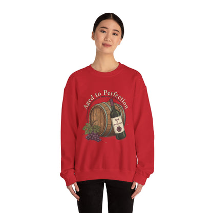 Wine Barrel 'Aged to Perfection' Sweatshirt — "Birthday Vibes Only" Crewneck