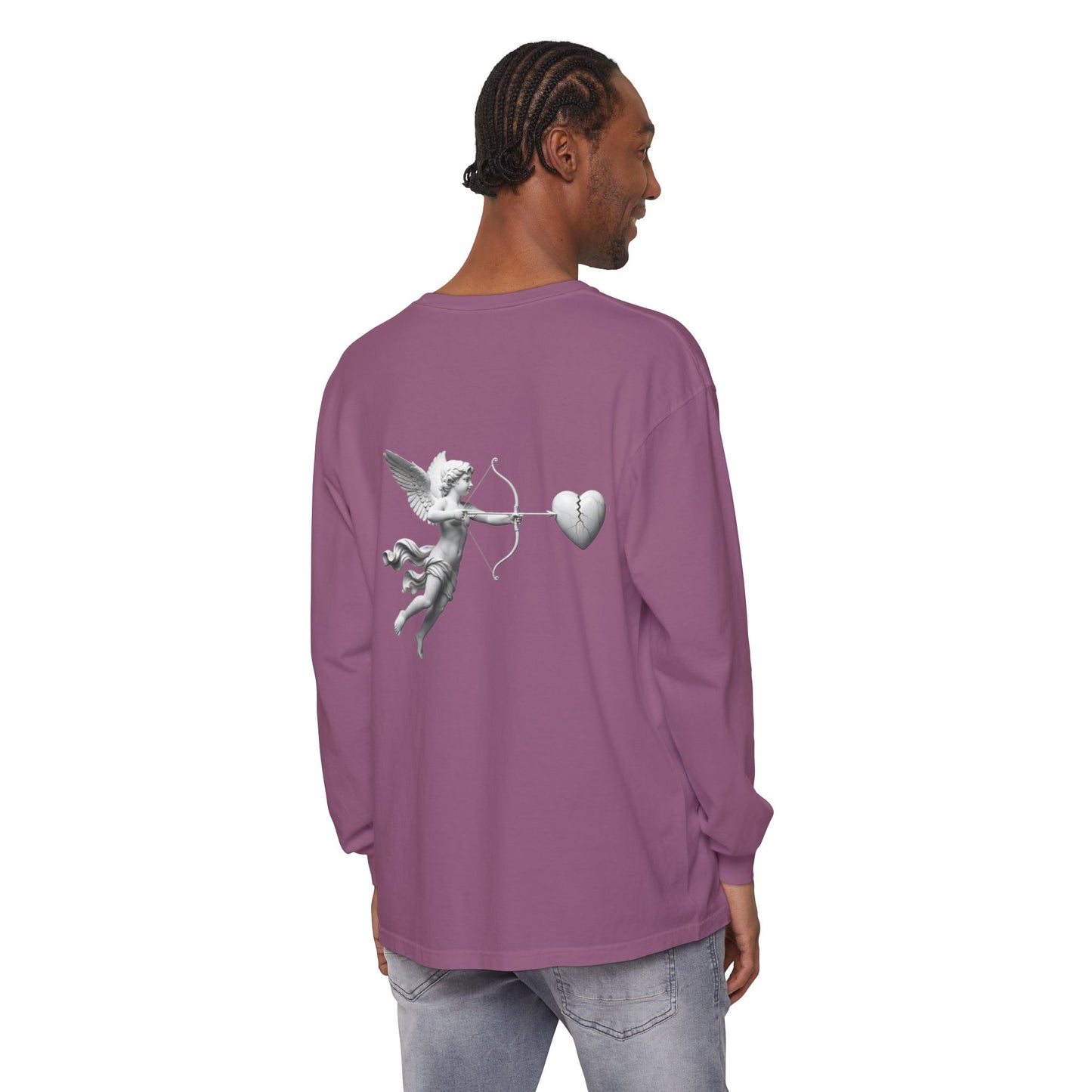 Cupid Cherub Long Sleeve Tee — Vintage Cupid Heart Graphic
