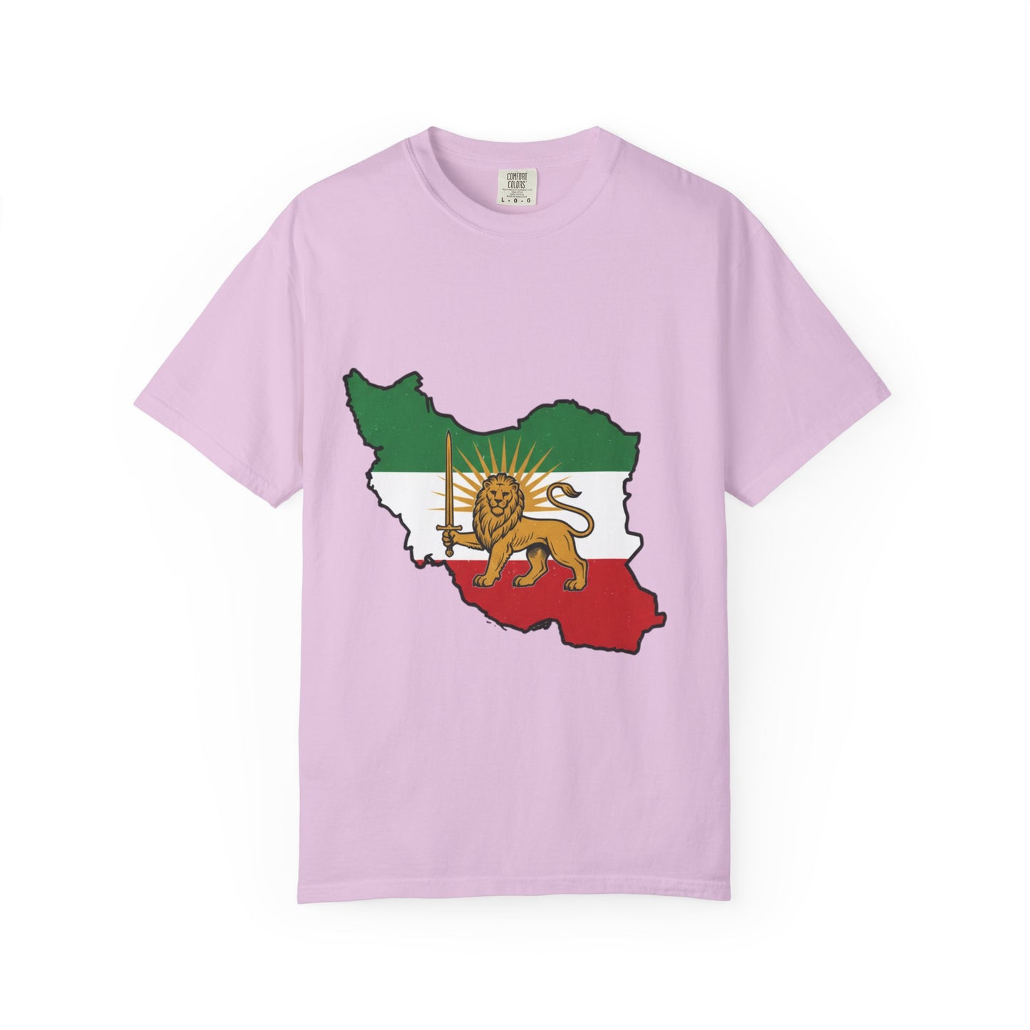 Iran Map T-Shirt with Lion and Sun Flag — Persian Heritage Tee