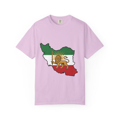 Iran Map T-Shirt with Lion and Sun Flag — Persian Heritage Tee