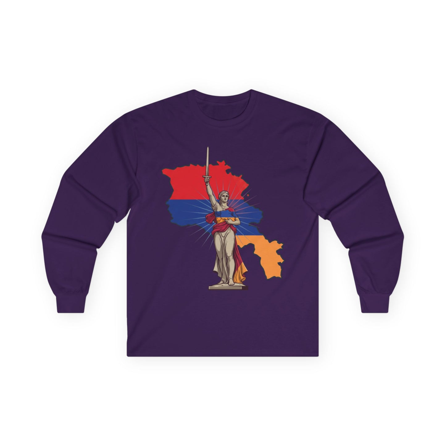Armenia Map Long Sleeve Tee — Mother Armenia Statue Graphic