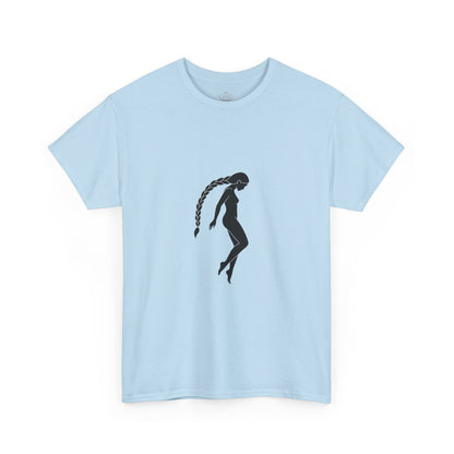 Silhouette Braid Tee — Minimalist Woman Profile T-Shirt