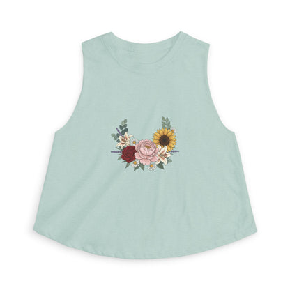 Floral Bouquet Crop Top — Sunflower & Rose Women's Tank