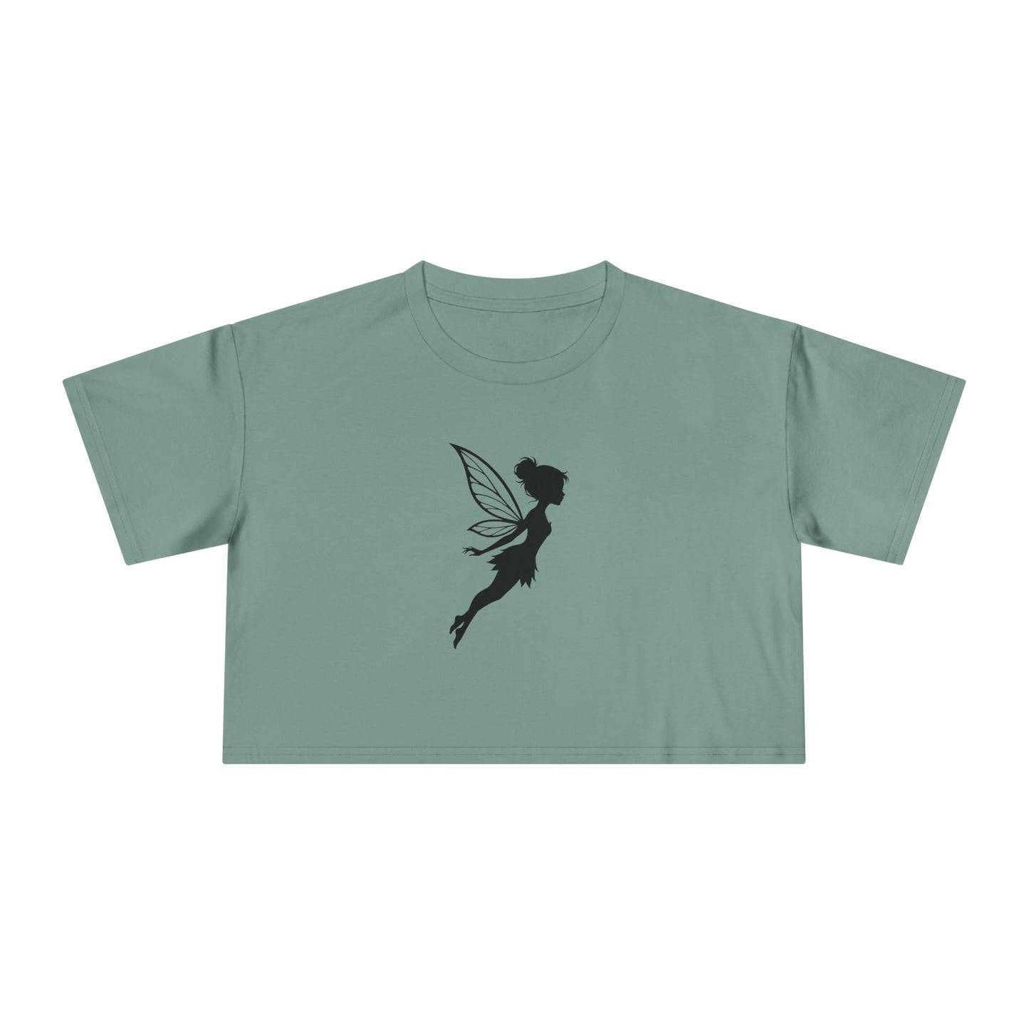 Fairy Silhouette Women's Crop Tee — Whimsical Pixie Graphic Top