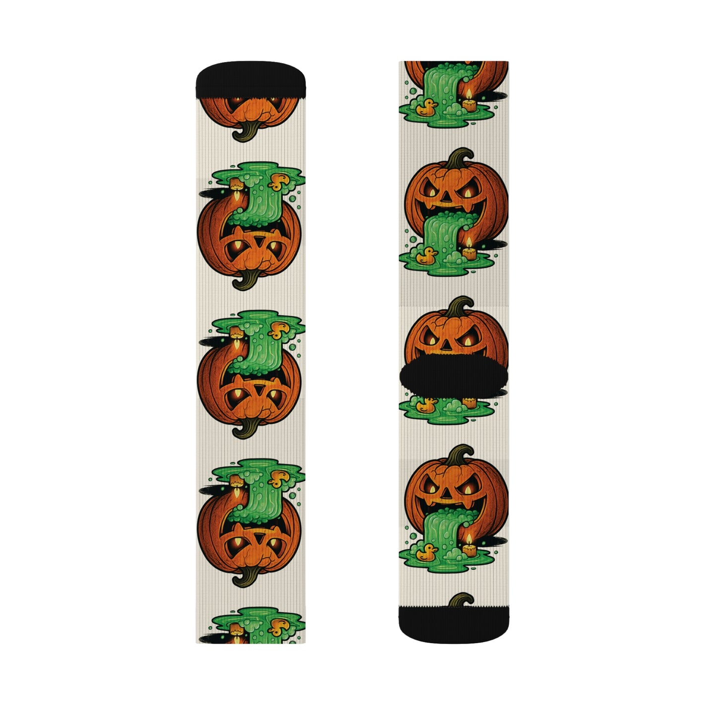 Halloween Sublimation Socks, Fun Holiday Socks, Pumpkin and Monster Design, Cozy Fall Accessories, Unique Gift for October
