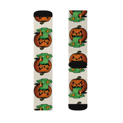 Halloween Sublimation Socks, Fun Holiday Socks, Pumpkin and Monster Design, Cozy Fall Accessories, Unique Gift for October