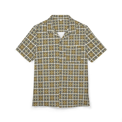 Hawaiian Shirt — Vintage Tile Pattern Short-Sleeve Button-Down