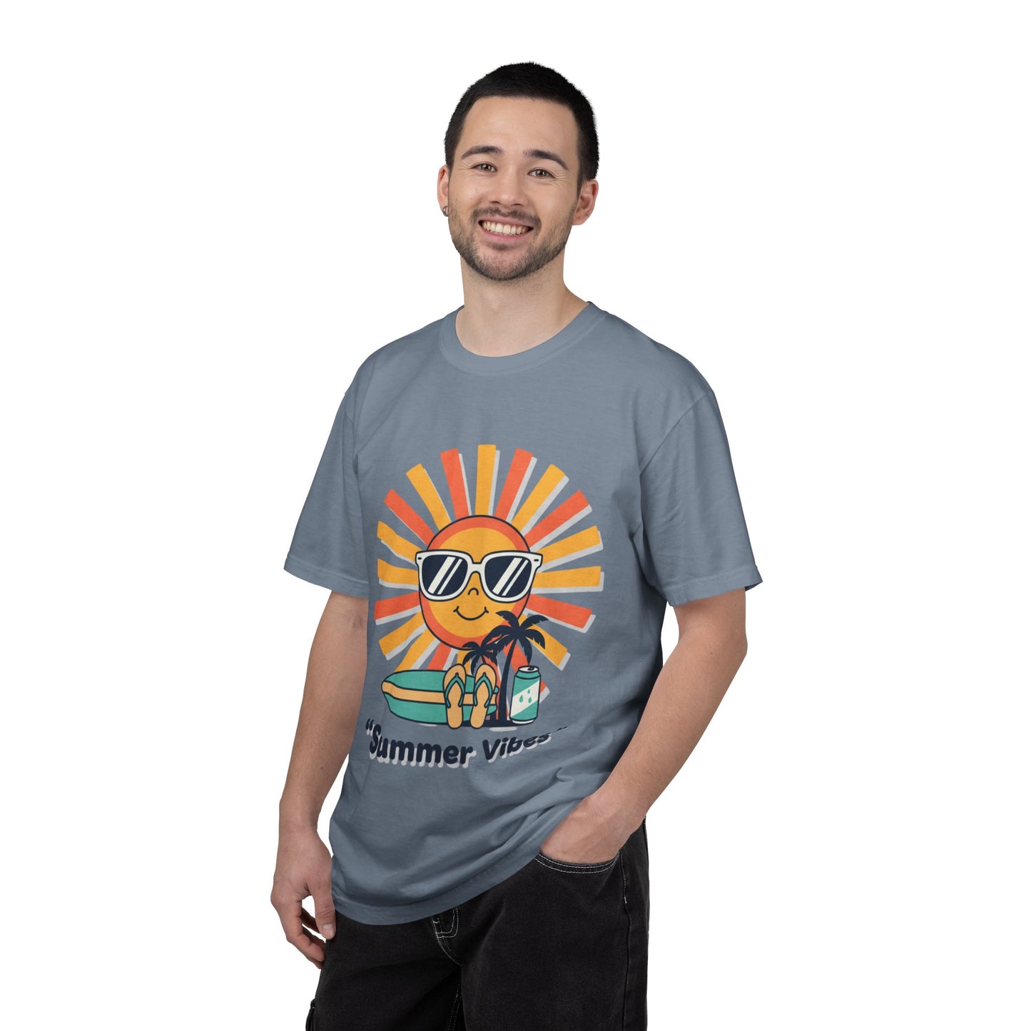 Summer Vibes T-Shirt — Retro Sun with Sunglasses Beach Graphic