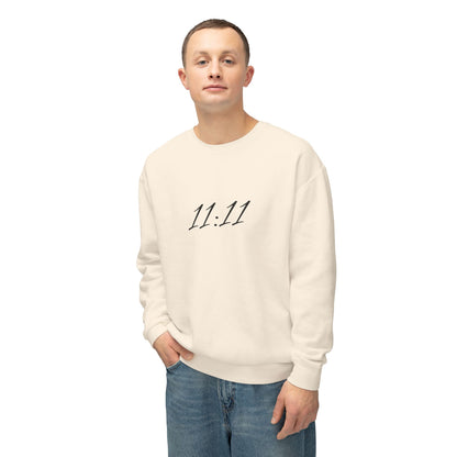 11:11 Crewneck Sweatshirt — Minimal White 'Blessed' Back Design