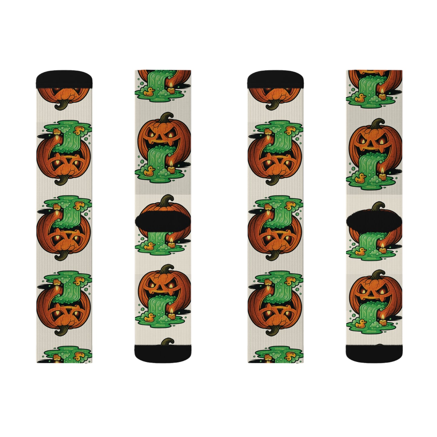 Halloween Sublimation Socks, Fun Holiday Socks, Pumpkin and Monster Design, Cozy Fall Accessories, Unique Gift for October