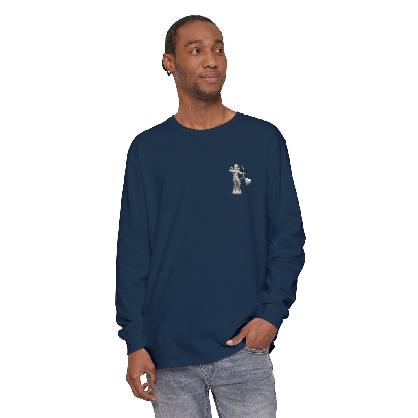 Cupid Cherub Long Sleeve Tee — Vintage Cupid Heart Graphic