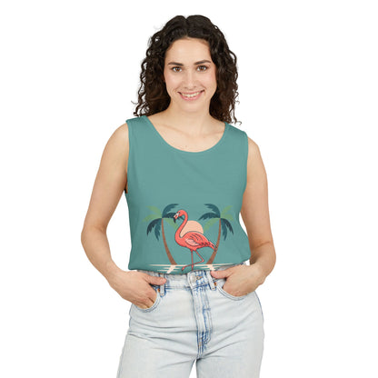 Flamingo Beach Tank Top — Tropical Palm Vacation Graphic Tank
