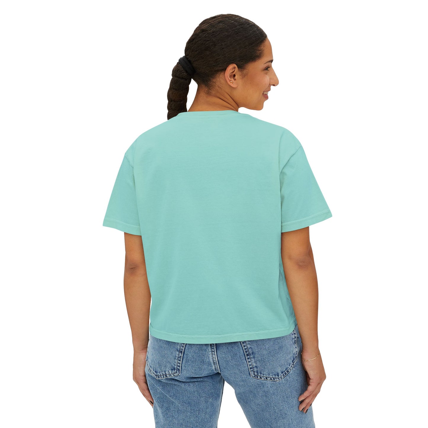 Never Give Up Boxy Tee — Women's Inspirational Cropped T-Shirt