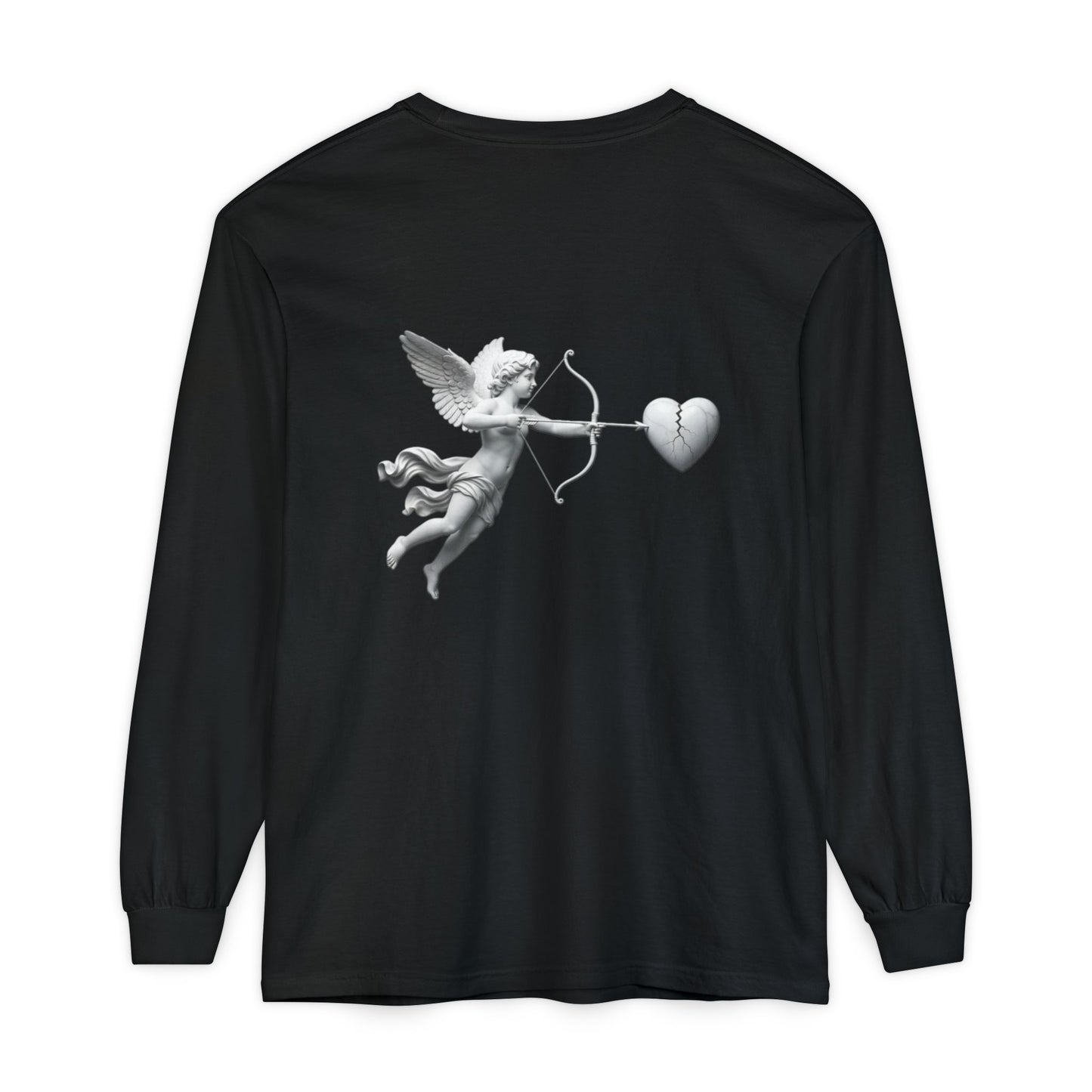 Cupid Cherub Long Sleeve Tee — Vintage Cupid Heart Graphic