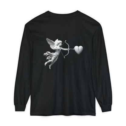 Cupid Cherub Long Sleeve Tee — Vintage Cupid Heart Graphic
