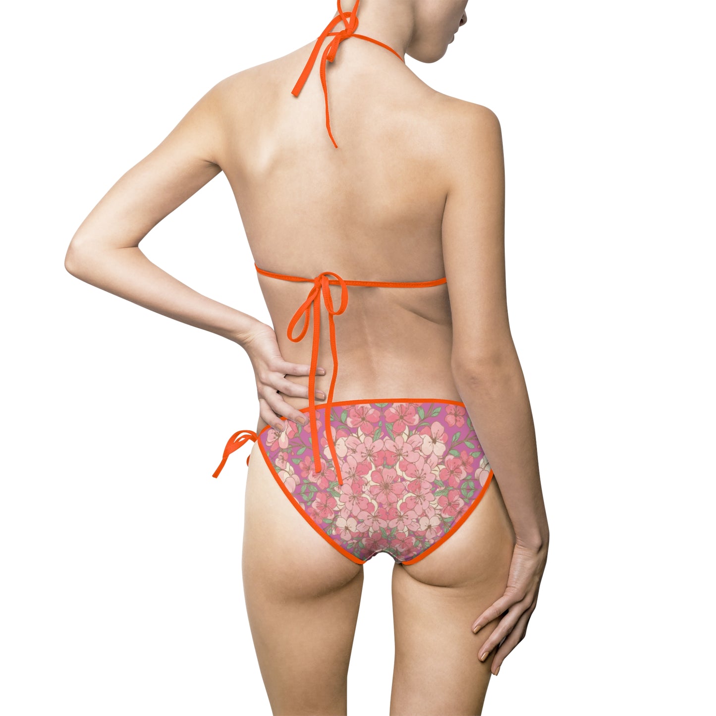 Pink Floral Tie-Side Bikini — Women's Triangle Swimsuit