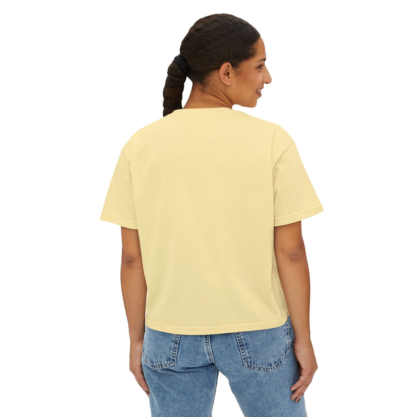 Easter Chick Boxy Tee — Cute Hatching Chick Graphic Women's Crop T-Shirt