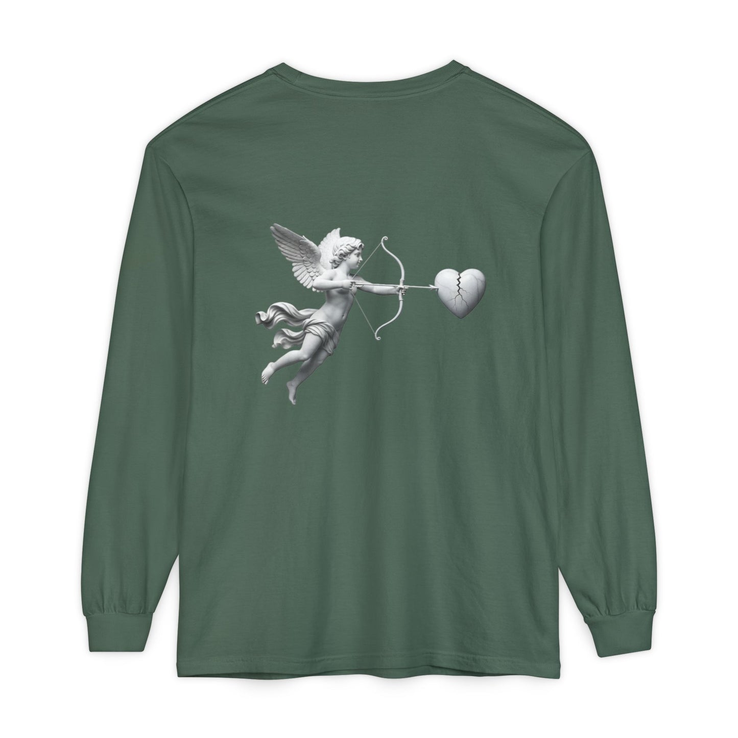 Cupid Cherub Long Sleeve Tee — Vintage Cupid Heart Graphic