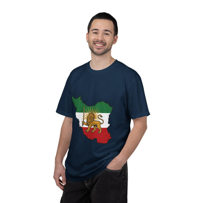 Iran Map T-Shirt with Lion and Sun Flag — Persian Heritage Tee