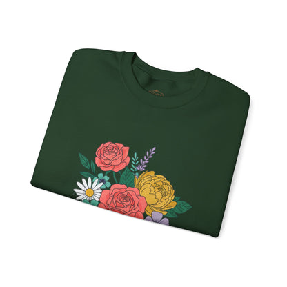 Floral Bouquet Crewneck Sweatshirt — Rose & Daisy Garden Graphic