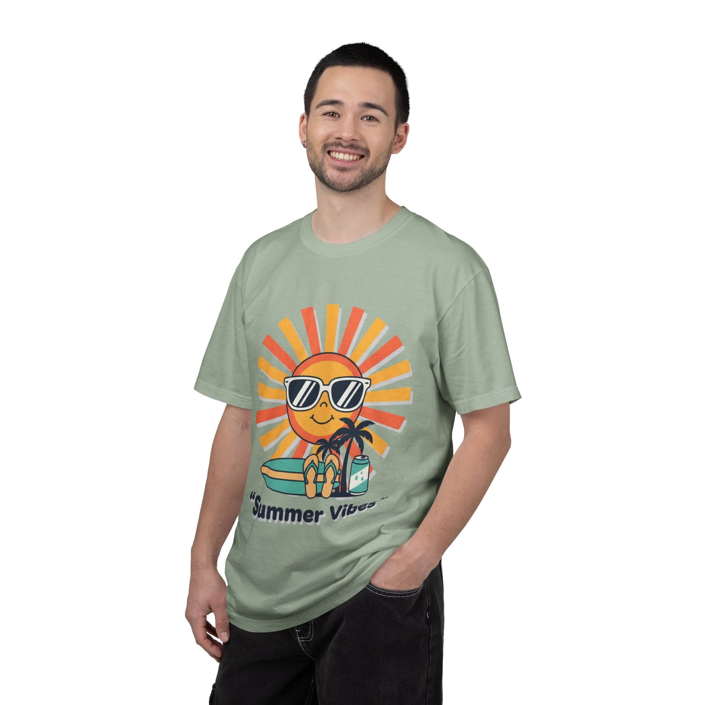 Summer Vibes T-Shirt — Retro Sun with Sunglasses Beach Graphic