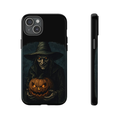 Halloween Phone Case, Tough Cases with Witch and Pumpkin Design, Spooky Gift for Witch Lovers, Fall Phone Accessory, Unique Halloween Decor