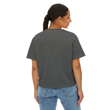 Easter Chick Boxy Tee — Cute Hatching Chick Graphic Women's Crop T-Shirt