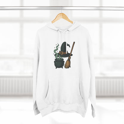 Witchy Fleece Hoodie, Cozy Halloween Sweater, Super Soft Witch Hat Design, Perfect for Fall Fashion, Unique Gift for Spooky Lovers