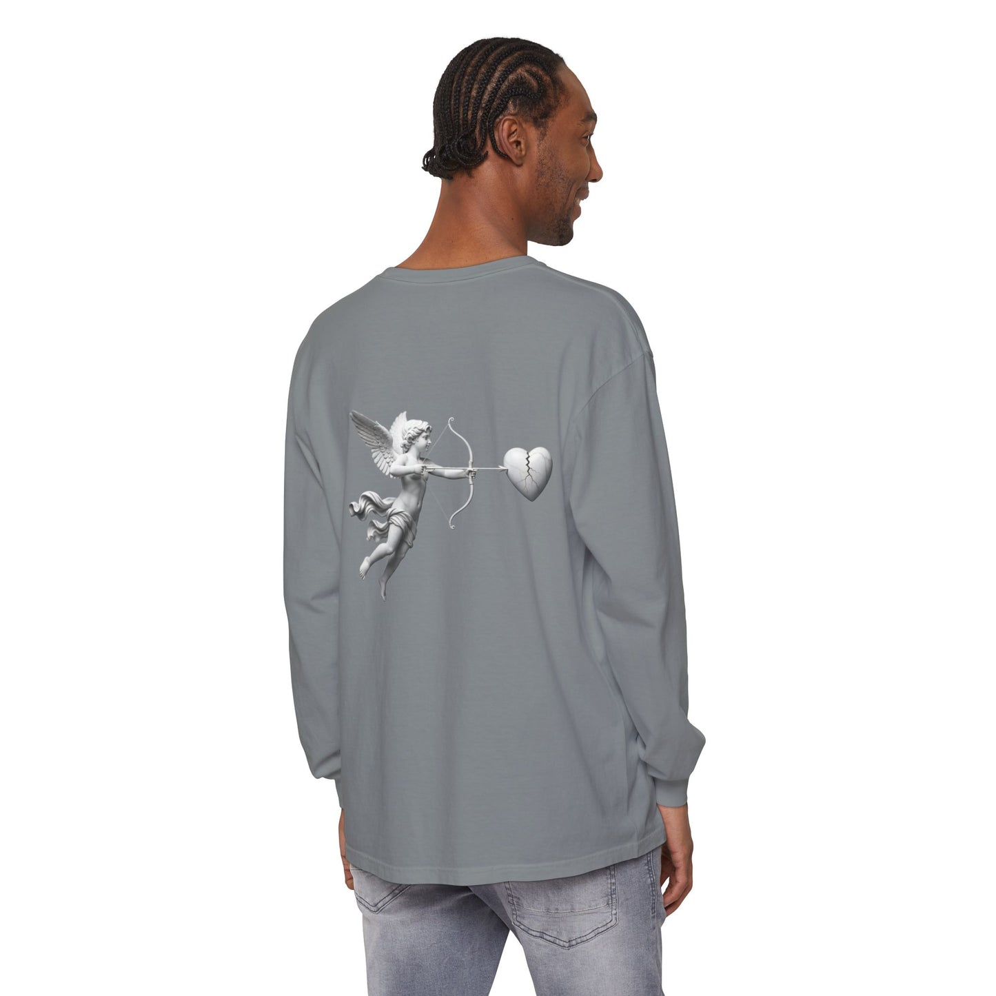 Cupid Cherub Long Sleeve Tee — Vintage Cupid Heart Graphic