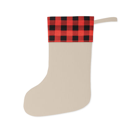Festive Christmas Stocking, Holiday Gift Holder, Red Buffalo Plaid Decoration, Personalized Xmas Stocking, Cozy Home Accent