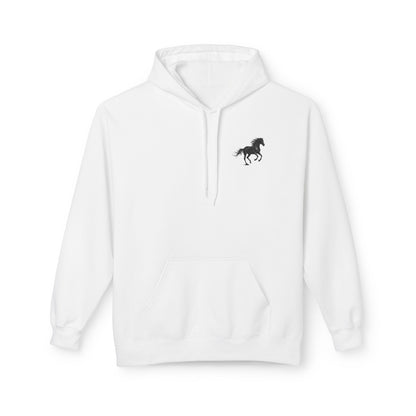 Minimal Black Horse Chest Logo Hoodie — Equestrian Pullover