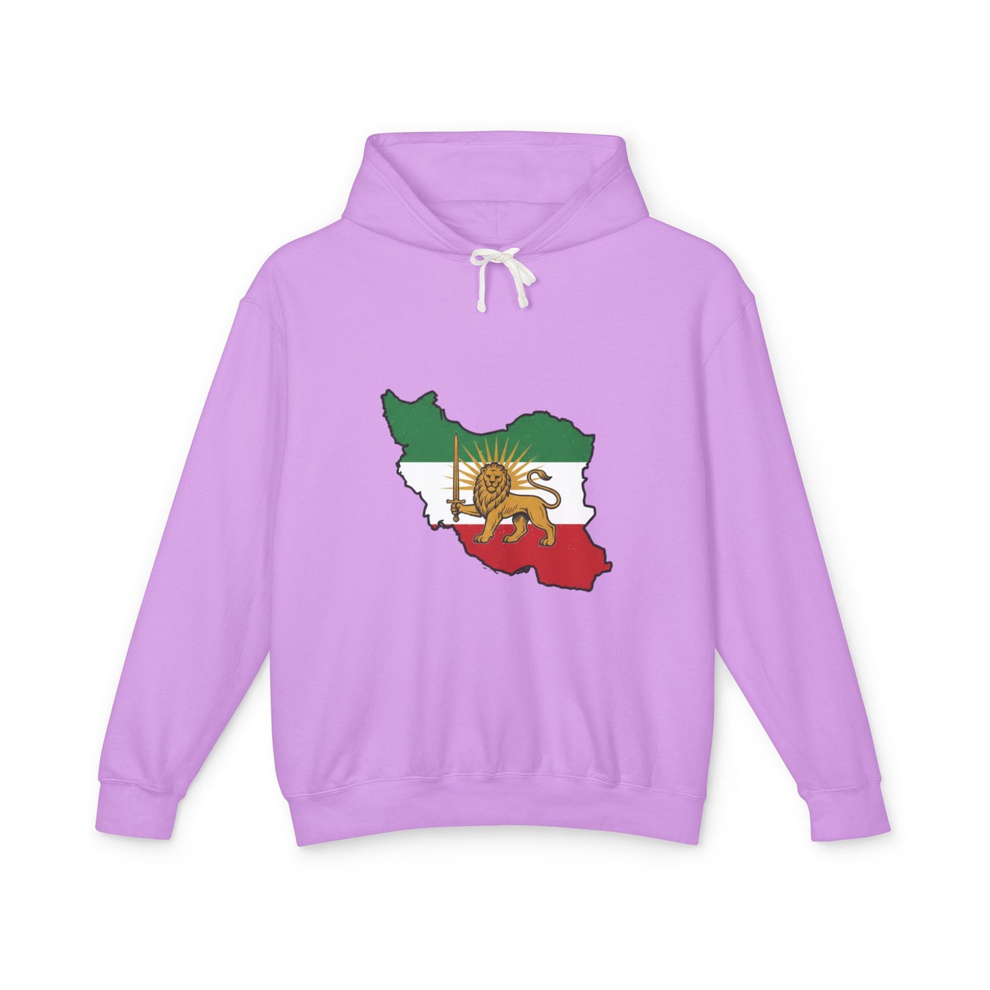 Iran Map Hoodie with Lion and Sun Flag — Persian Heritage Sweatshirt