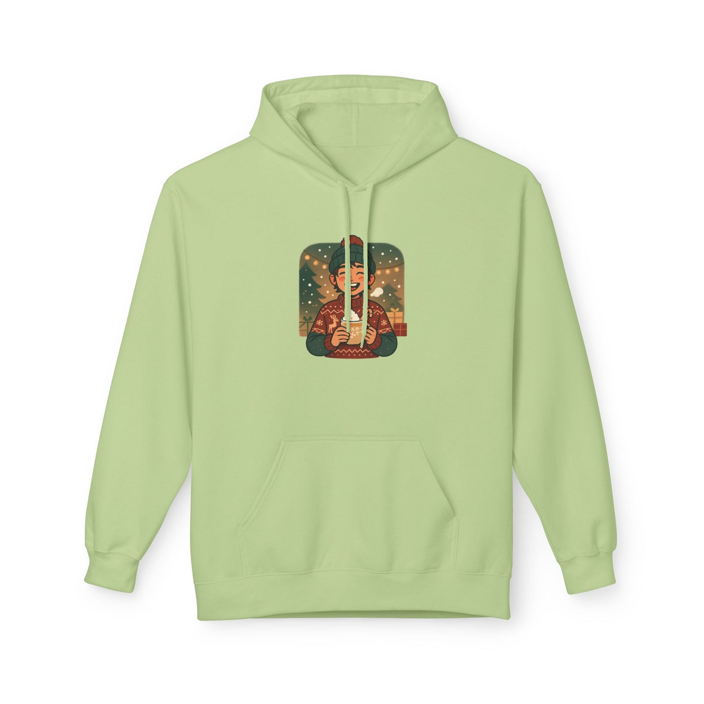 Cosmic Holiday Fleece Hoodie, Cozy Unisex Sweatshirt, Festive Winter Apparel, Unique Gift, Warm Outerwear