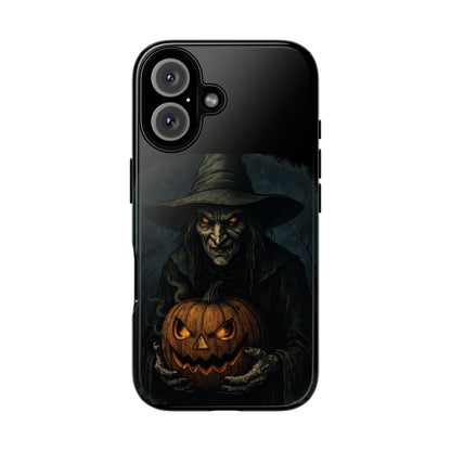 Halloween Phone Case, Tough Cases with Witch and Pumpkin Design, Spooky Gift for Witch Lovers, Fall Phone Accessory, Unique Halloween Decor
