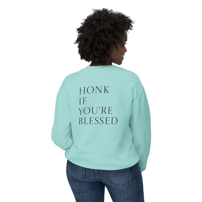 Honk If You're Blessed Crewneck Sweatshirt — Minimal Faith-Inspired Graphic