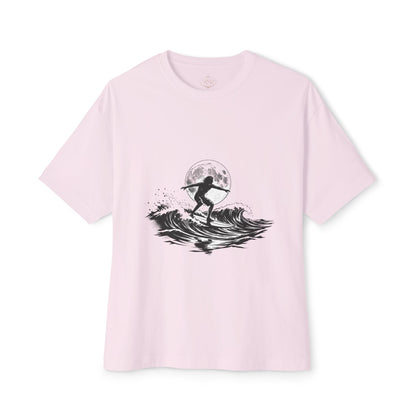 Surf Moon Graphic Tee — Silhouette Surfer on Waves