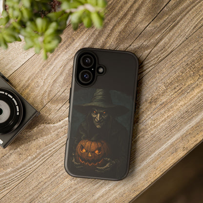 Halloween Phone Case, Tough Cases with Witch and Pumpkin Design, Spooky Gift for Witch Lovers, Fall Phone Accessory, Unique Halloween Decor
