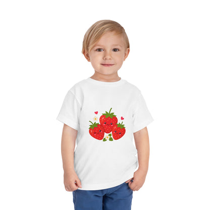 Cute Kawaii Strawberries Toddler Tee — Cute Fruit Graphic Shirt for Kids