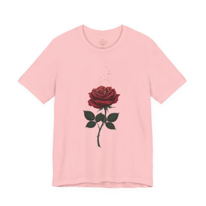 Red Rose Graphic Tee - Vintage Single Bloom T-Shirt