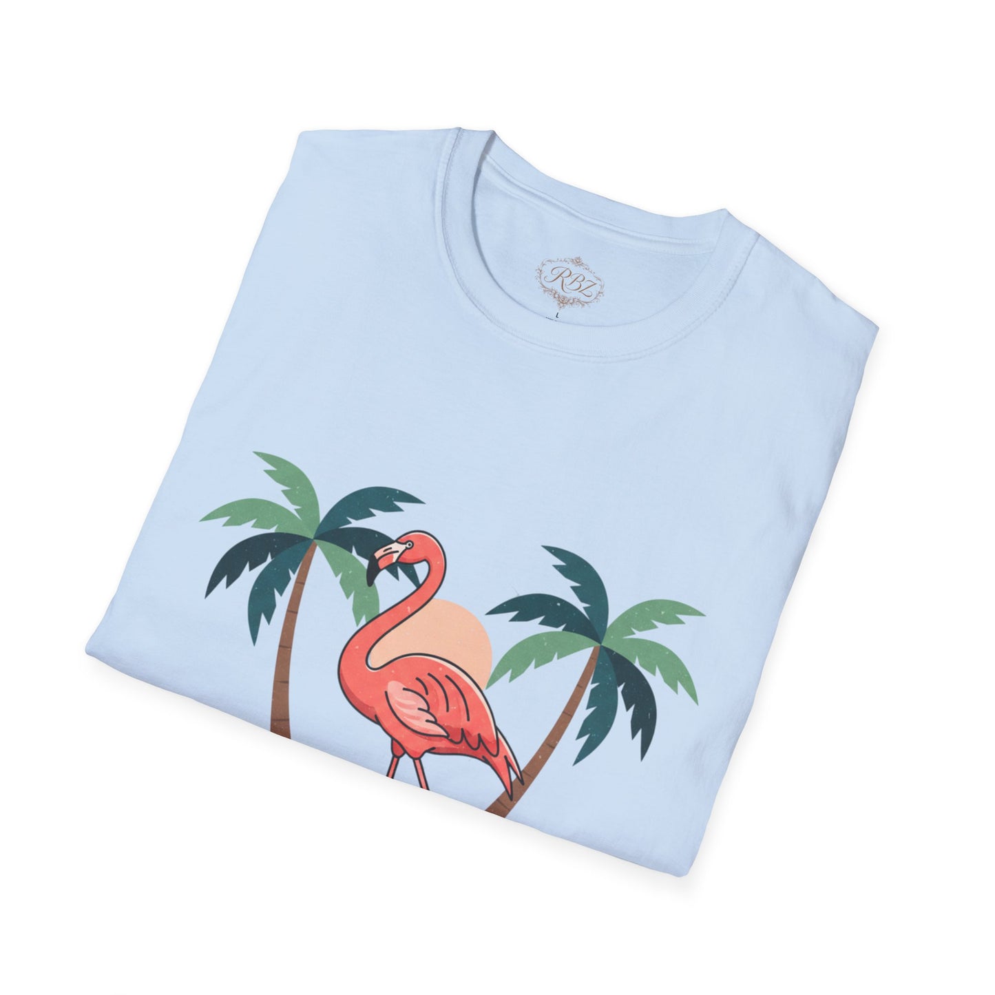 Flamingo Beach T-Shirt — Tropical Palm Island Graphic Tee