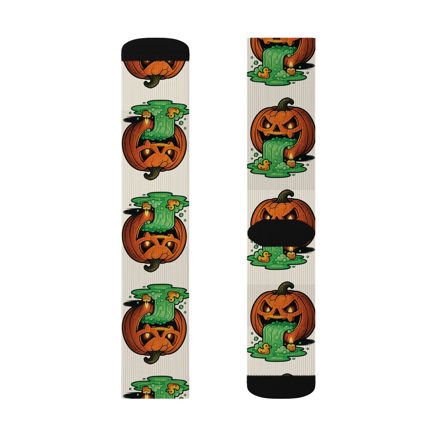 Halloween Sublimation Socks, Fun Holiday Socks, Pumpkin and Monster Design, Cozy Fall Accessories, Unique Gift for October