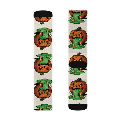 Halloween Sublimation Socks, Fun Holiday Socks, Pumpkin and Monster Design, Cozy Fall Accessories, Unique Gift for October