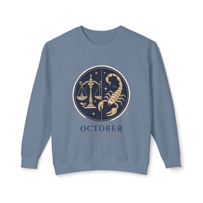 October Zodiac Sweatshirt, Libra Scorpio Sweatshirt, Astrology Apparel, Horoscope Gift, Unisex Crewneck